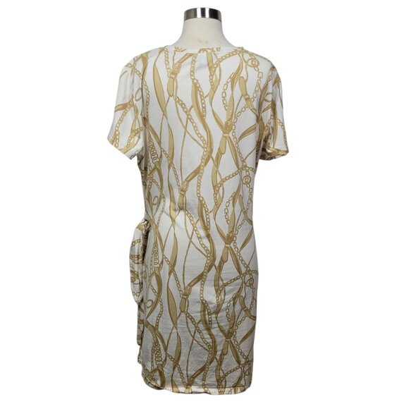 Lauren Ralph Lauren White Chainlink Print Tie Waist Dress Size XL Above Knee - Picture 5 of 11